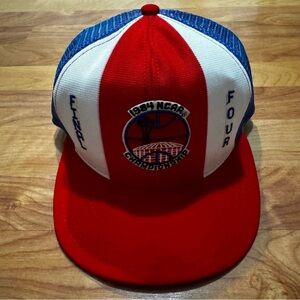 VINTAGE 80s NCAA CHAMPIONSHIP Final Four Snapback Hat Lucky Stripes Cap USA MADE